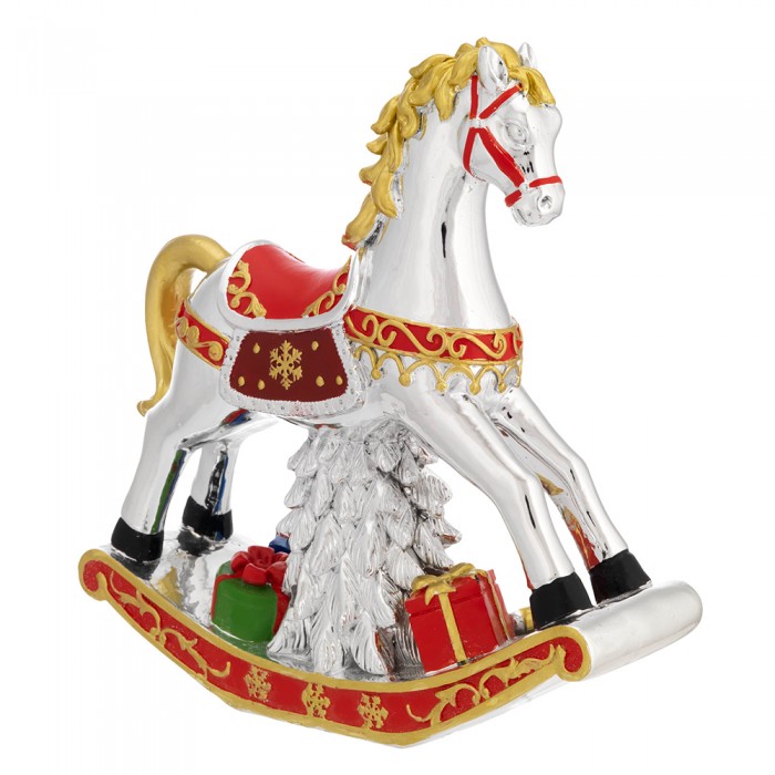 Christmas Charms 2026 - Christmas horse 25*25 red with music box I002063