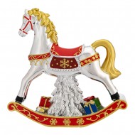 Christmas Charms 2026 - Christmas horse 21*21 red with music box I002064