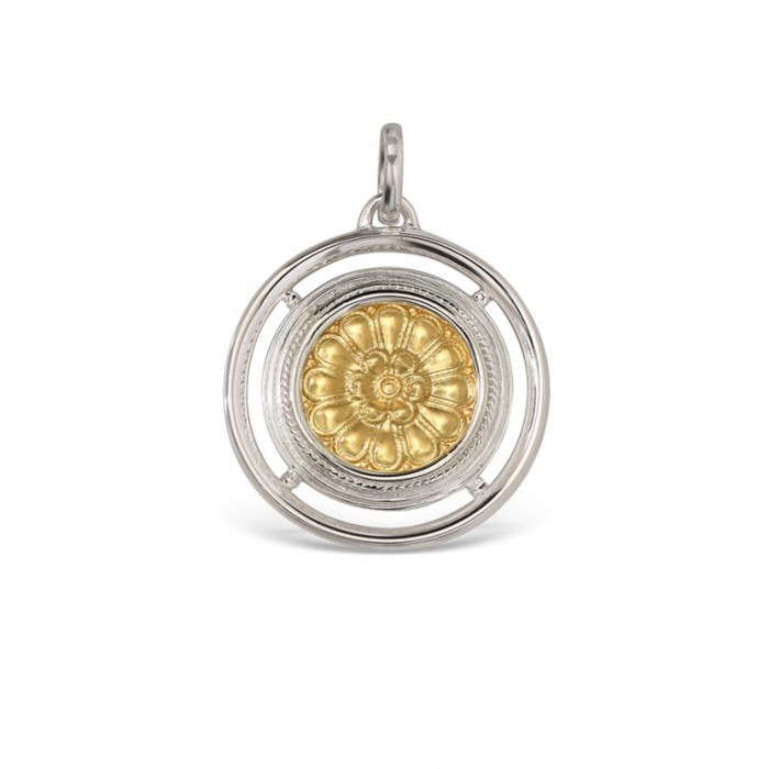 LALAOUNIS CHARMS 2025 - Blossom rosette design pendant in 18k gold and sterling silver, large I001999