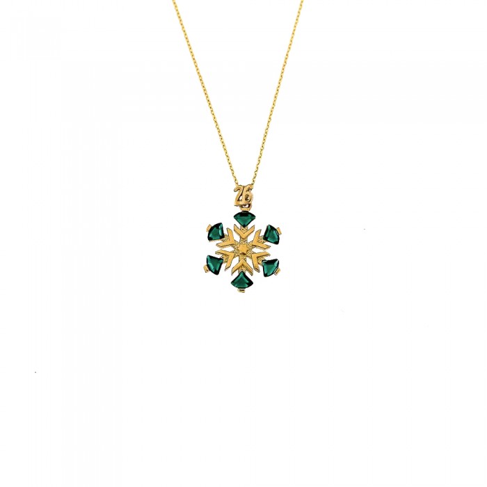 Christmas charms 2026-Snowflake with green stones 2026 Pendant I002515_2