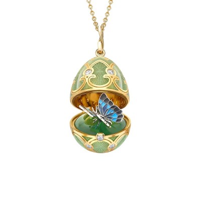 FABERGE - Guilloché Enamel Butterfly Surprise Locket 3718/11