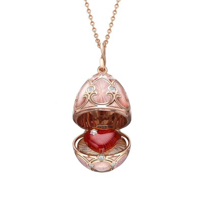 FABERGE-Heritage Rose Gold Diamond & Pink Guilloché Enamel Heart Surprise Locket 2131/142 FABERGE-Heritage Rose Gold Diamond & Pink Guilloché Enamel Heart Surprise Locket 2131/142