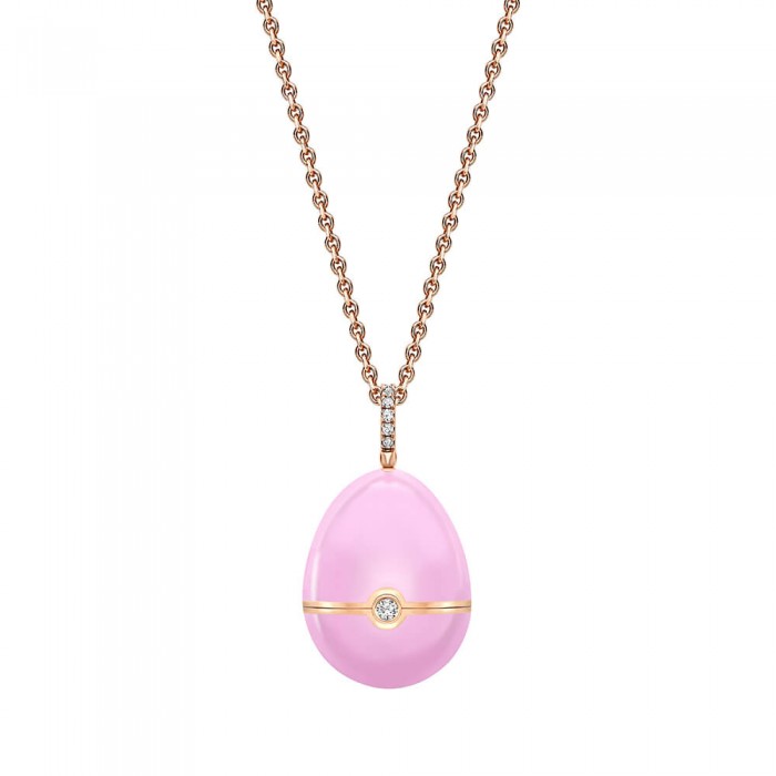 FABERGE - Fabergé Essence Rose Gold, Diamond & Pink Sapphire Heart Surprise Locket with Pink Lacquer C1246FP2855/33