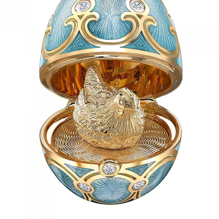 FABERGE- Heritage 18K Yellow Gold with Turquoise Guilloche Enamel and Hen surprise 1442/119 FABERGE- Heritage 18K Yellow Gold with Turquoise Guilloche Enamel and Hen surprise 1442/119
