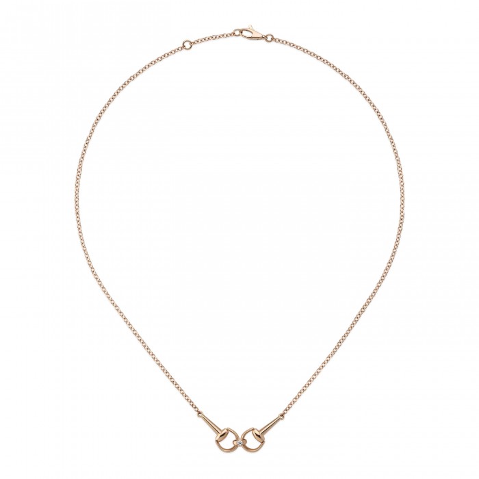 GUCCI 18k Horsebit diamond chain necklace CYBB796833001