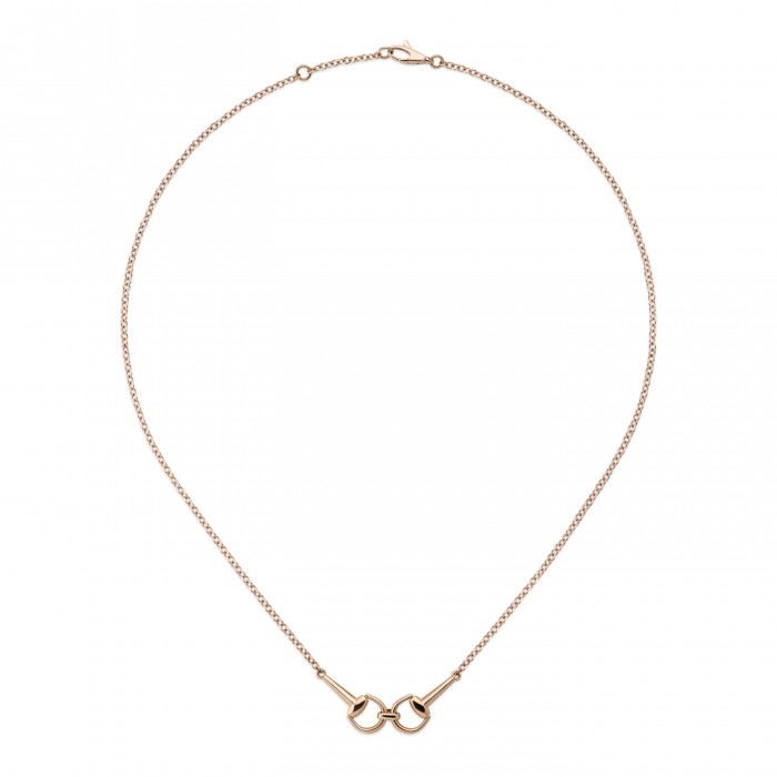 GUCCI 18k Horsebit diamond chain necklace CYBB796833001