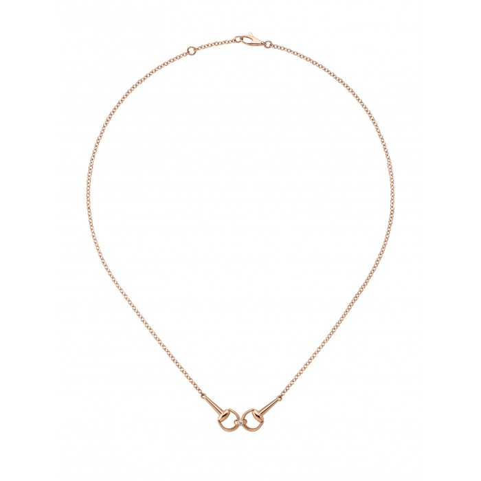 GUCCI 18k Horsebit diamond chain necklace CYBB796833001