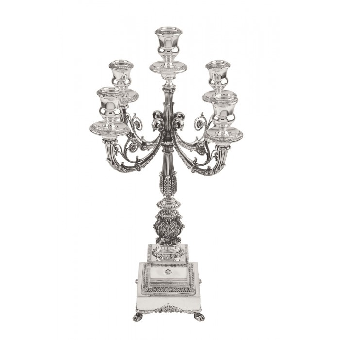 EMPIRE-STYLE 5-STEM CANDELABRA WITH SQUARE BASE  200631