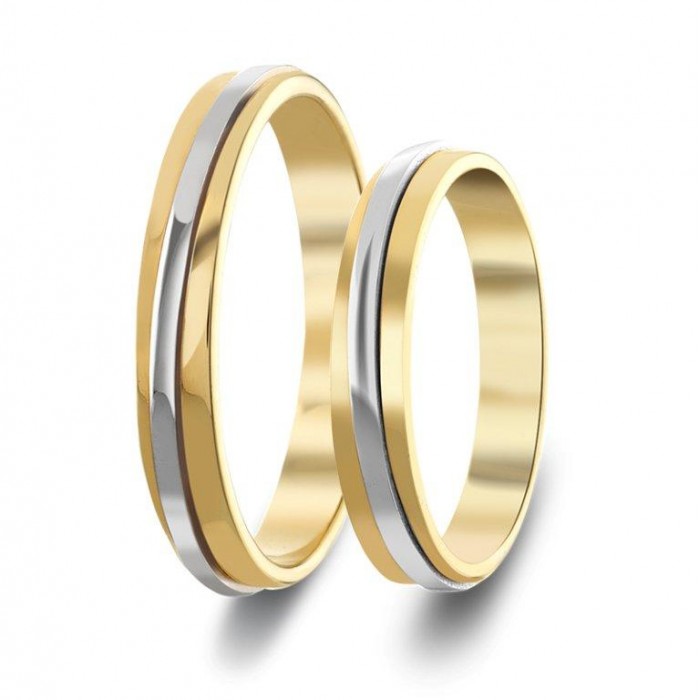ΣΧ551 Wedding rings two coloured, yellow and white gold