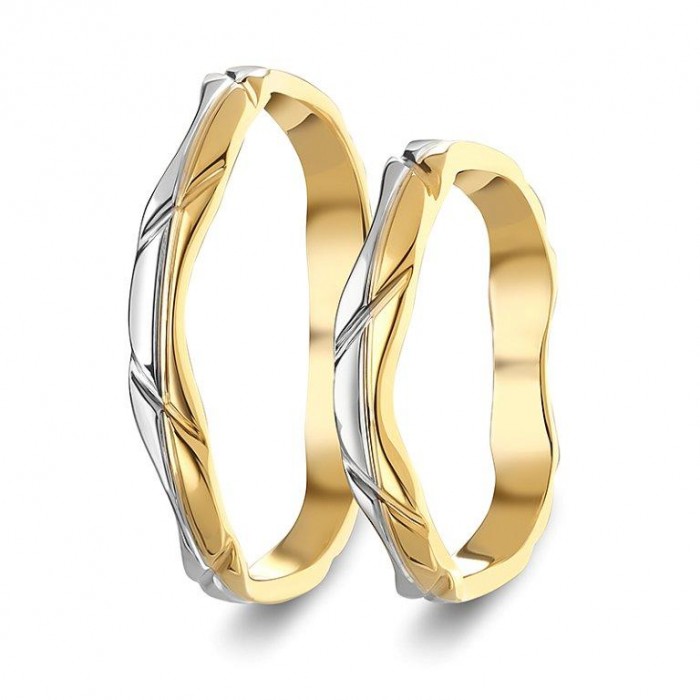 ΣΧ806 Wedding rings two coloured, yellow and white gold