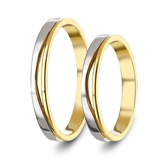 ΣΧ807 Wedding rings two coloured, yellow and white gold