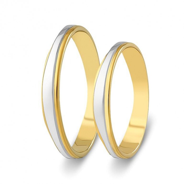ΣΧ815 Wedding rings two coloured, yellow and white gold