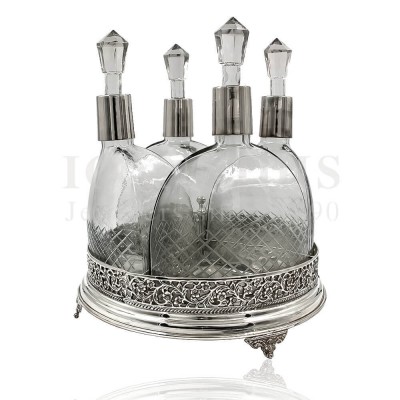 IOANNIDIS DECO - Sheffield stand with 4 crystal bottles I001662