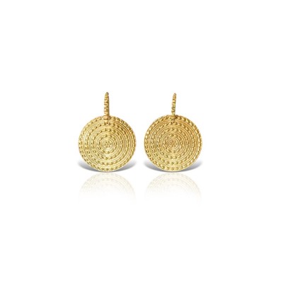 LALAOUNIS-HELEN OF TROY DISC EARRINGS IN 18K GOLD, LARGE VERSION 347671