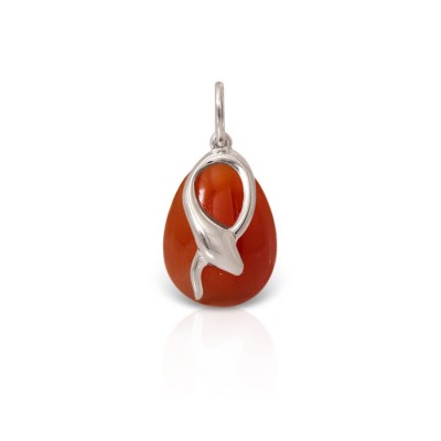 LALAOUNIS Easter Egg Charms 2025 - Egg pendant with snake motif in sterling silver and carnelian stone PE01260