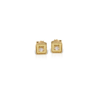 LALAOUNIS-THEODORA SQUARE STUD EARRINGS IN 18K GOLD AND DIAMONDS 329981