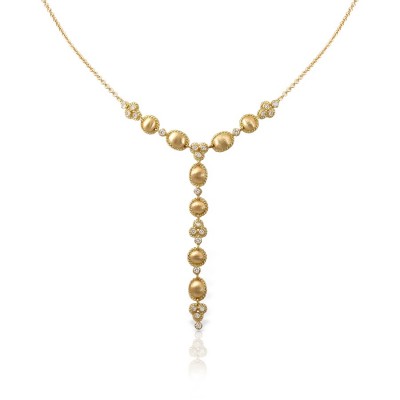 LALAOUNIS-Delicate necklace with satin finish and diamond motifs in 18k gold 524495