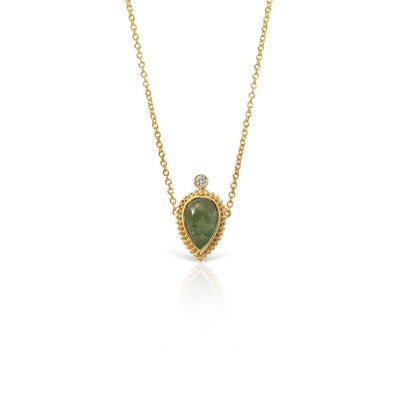 LALAOUNIS-Mini amphora necklace in 18k gold with green tourmaline and diamond accent 624153TG