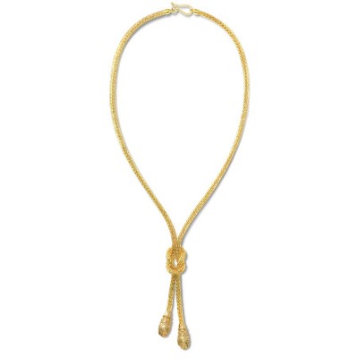 LALAOUNIS-HERCULES KNOT HAND-WOVEN SAUTOIR NECKLACE WITH LION HEADS IN 18K GOLD 511006