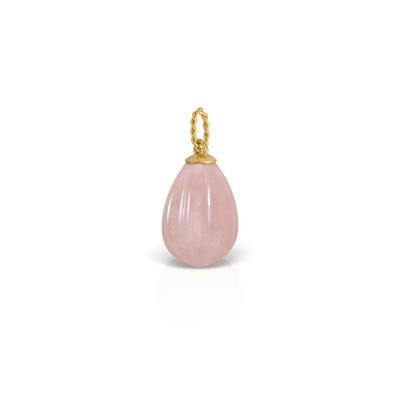 LALAOUNIS Easter Egg Charms 2026 - Εgg shaped rose quartz pendant with elegant twisted bail in 18k gold PE01399