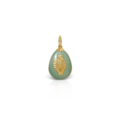LALAOUNIS Easter Egg Charms 2026 - Egg pendant with Pegasus wing motif in 18k textured gold and aventurine stone PE01402
